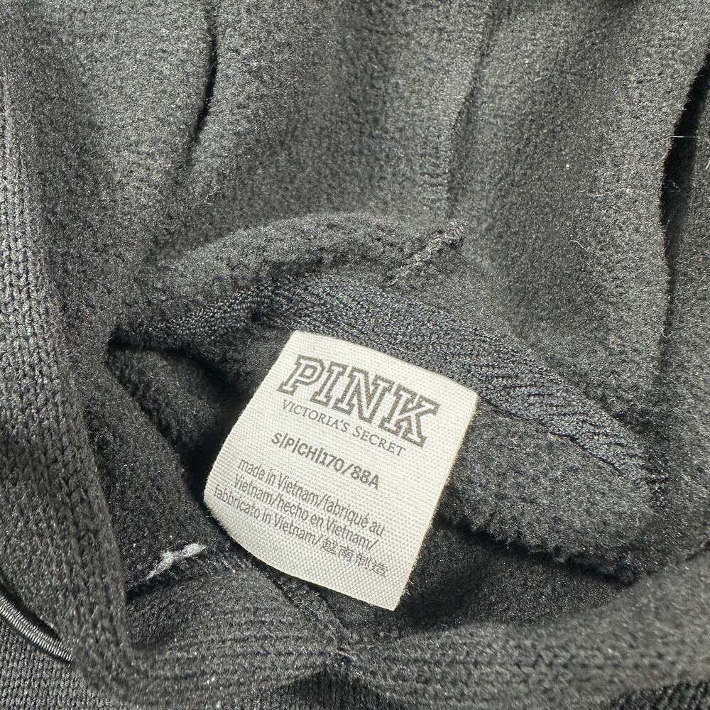 PINK Victoria's Secret Black Pullover Crop Hoodie Y2K Casual Rainbow Logo Small - Picture 9 of 11